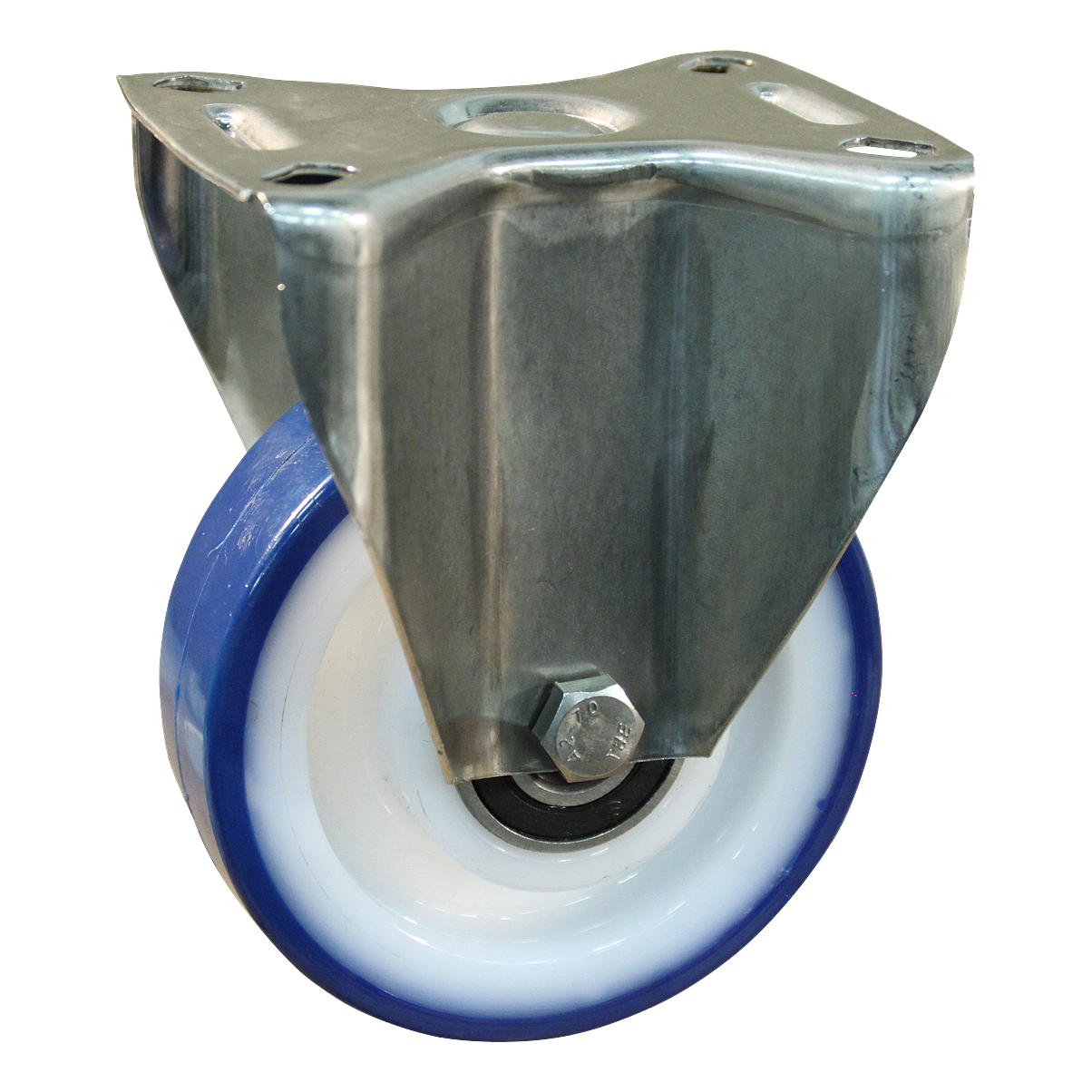 Bockrolle Edelstahl, 150mm Durchmesser, PU Lauffläche, Kugellager Edelstahl, 192mm Bauhöhe, BW869430