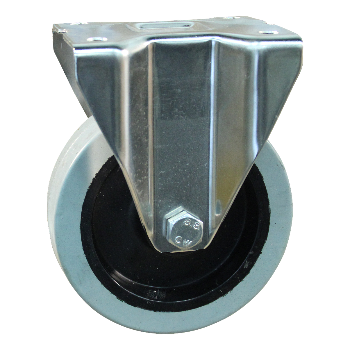 Bockrolle Edelstahl, 160mm Durchmesser, Elastischer Gummi Lauffläche, Kugellager Edelstahl, 197mm Bauhöhe, BW941233