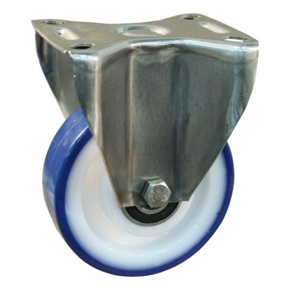 Bockrolle Edelstahl, 80mm Durchmesser, PU Lauffläche, Kugellager Edelstahl, 108mm Bauhöhe, BW259026