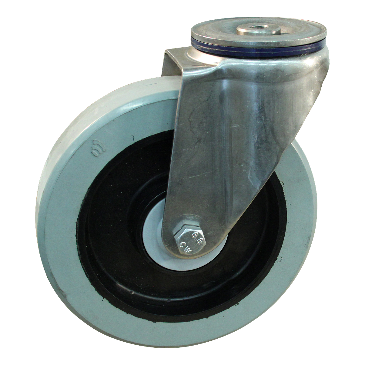 Lenkrolle Edelstahl, 200mm Durchmesser, Elastischer Gummi Lauffläche, Kugellager Edelstahl, ZW797863