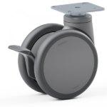 Lenkrolle Kunststoff, 65mm Durchmesser, PU Lauffläche, Gleitlager, Radbremse, ZW202881