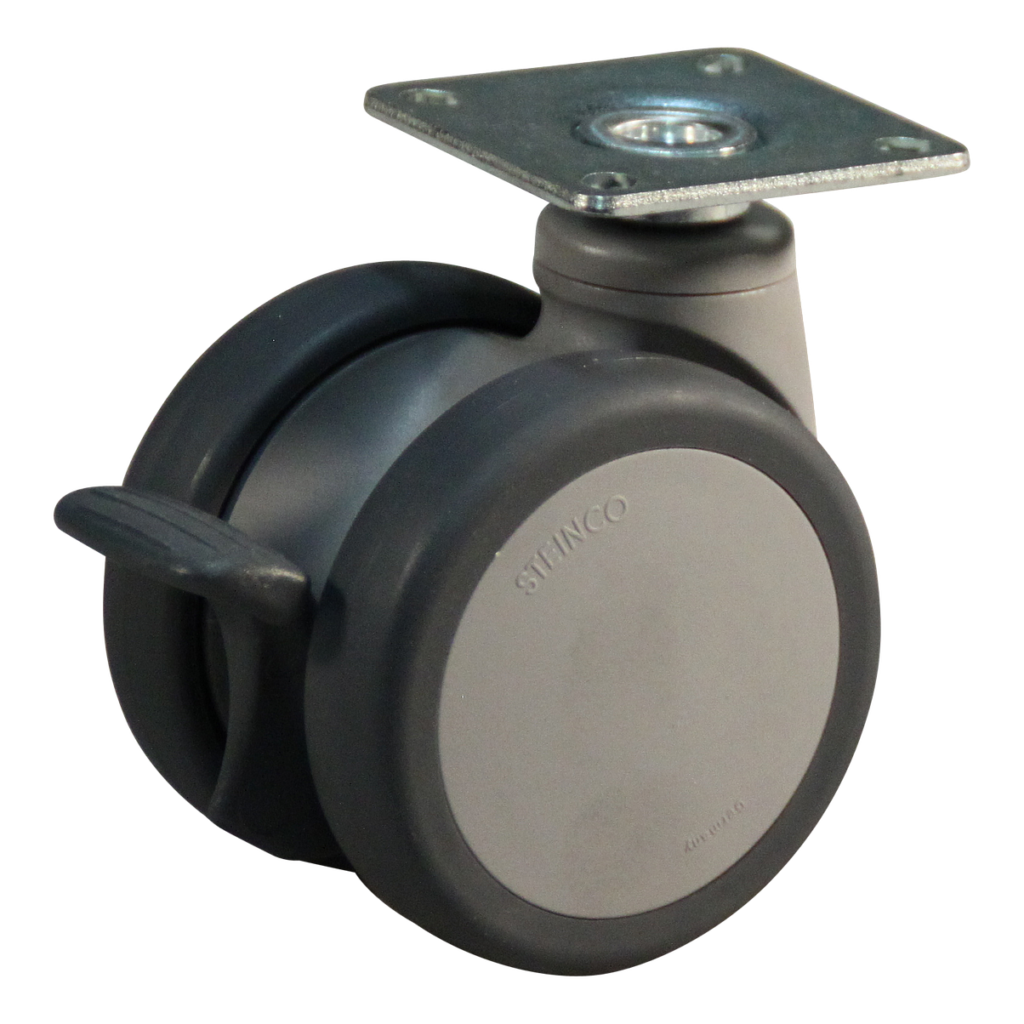 Lenkrolle 75mm Kunststoff - PU Lauffläche, Totalfeststeller, 70kg Tragkraft