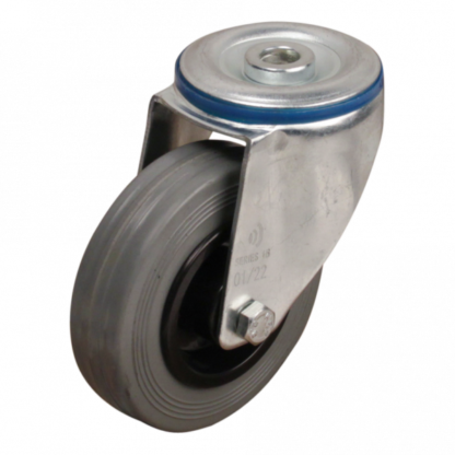 Lenkrolle Stahl, 100mm Durchmesser, Gummi Lauffläche, Gleitlager, ZW357117