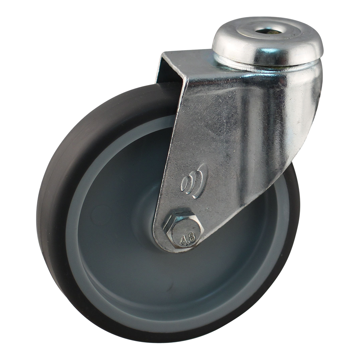 Lenkrolle Stahl, 100mm Durchmesser, TPE Lauffläche, Gleitlager, ZW396573