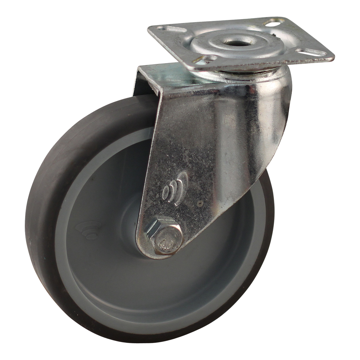 Lenkrolle Stahl, 100mm Durchmesser, TPE Lauffläche, Gleitlager, ZW909501