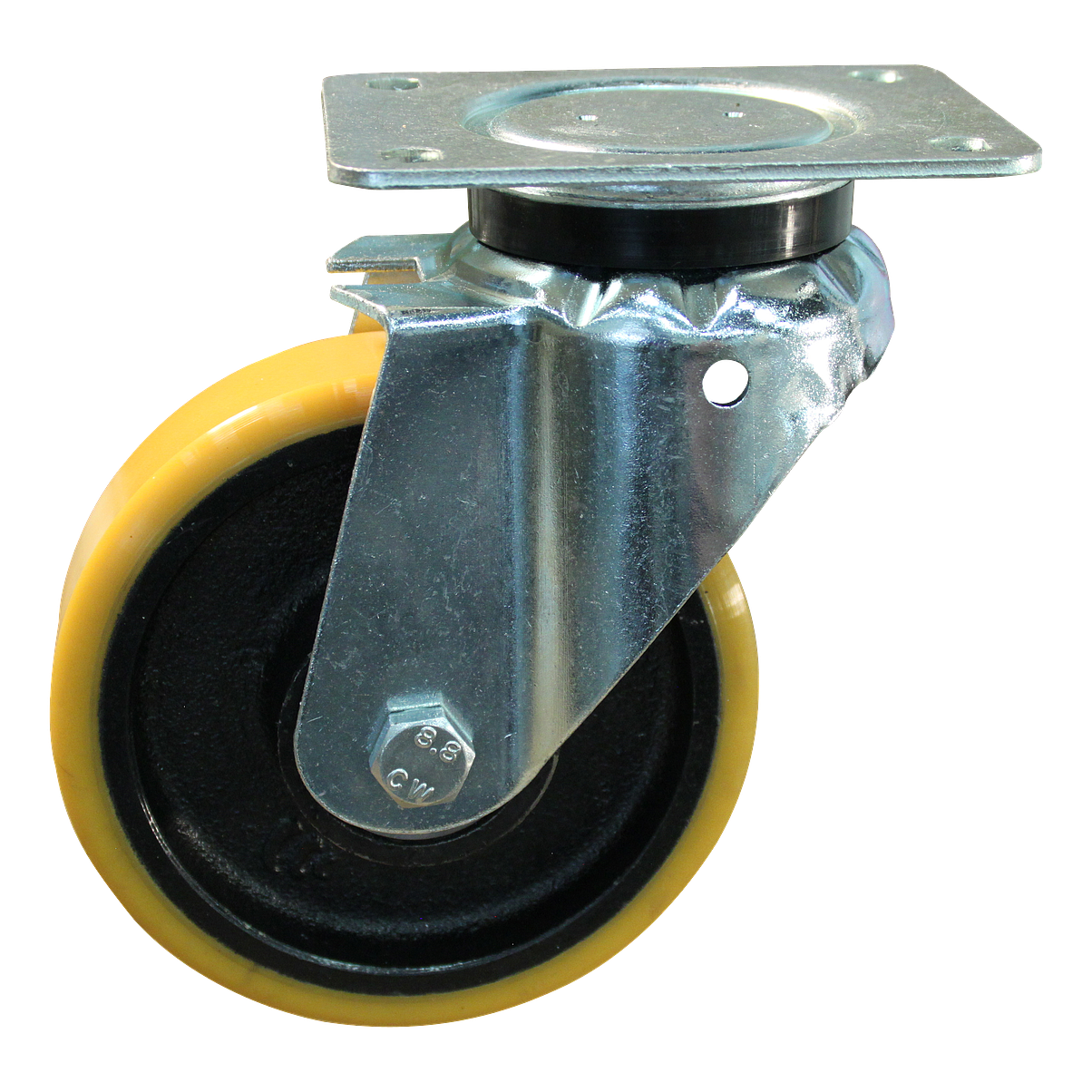 Lenkrolle Stahl, 125mm Durchmesser, PU Lauffläche, Kugellager, ZW103263