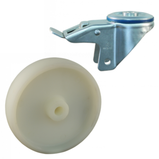 Lenkrolle Stahl, 200mm Durchmesser, PP Lauffläche, Rollenlager, Totalfeststeller, Nachlauf, ZW698055