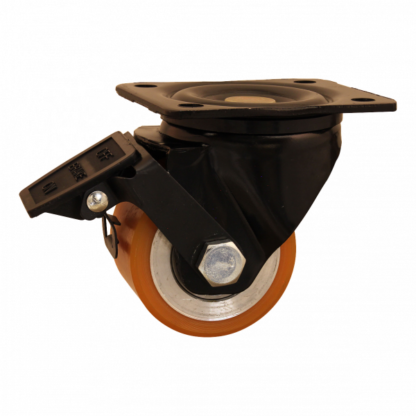 Lenkrolle Stahl, 75mm Durchmesser, PU Lauffläche, Kugellager, Radbremse, ZW896915