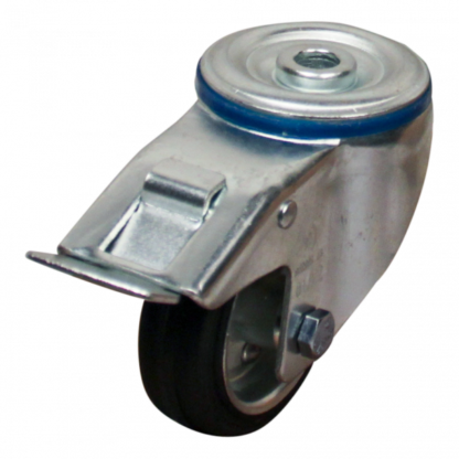 Lenkrolle Stahl, 80mm Durchmesser, Gummi Lauffläche, Rollenlager, Totalfeststeller, Nachlauf, ZW845966