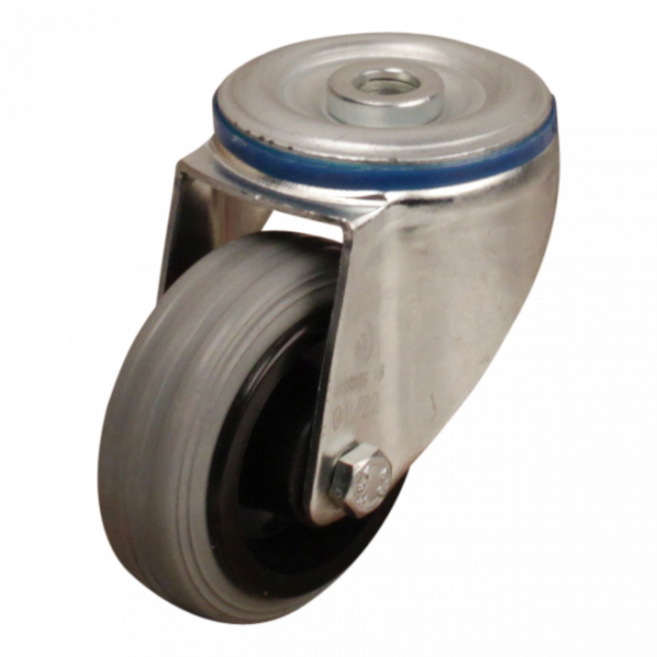 Lenkrolle Stahl, 80mm Durchmesser, Gummi Lauffläche, Rollenlager, ZW656699