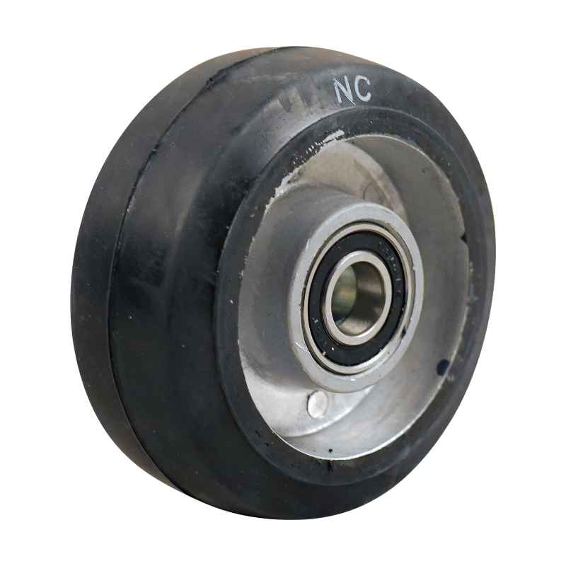 Rad Aluminium, 100mm Durchmesser, Elastischer Gummi Lauffläche, Kugellager