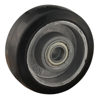Rad Aluminium, 100mm Durchmesser, Elastischer Gummi Lauffläche, Kugellager, LW504813
