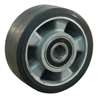 Rad Aluminium, 125mm Durchmesser, Elastischer Gummi Lauffläche, Kugellager, LW982026