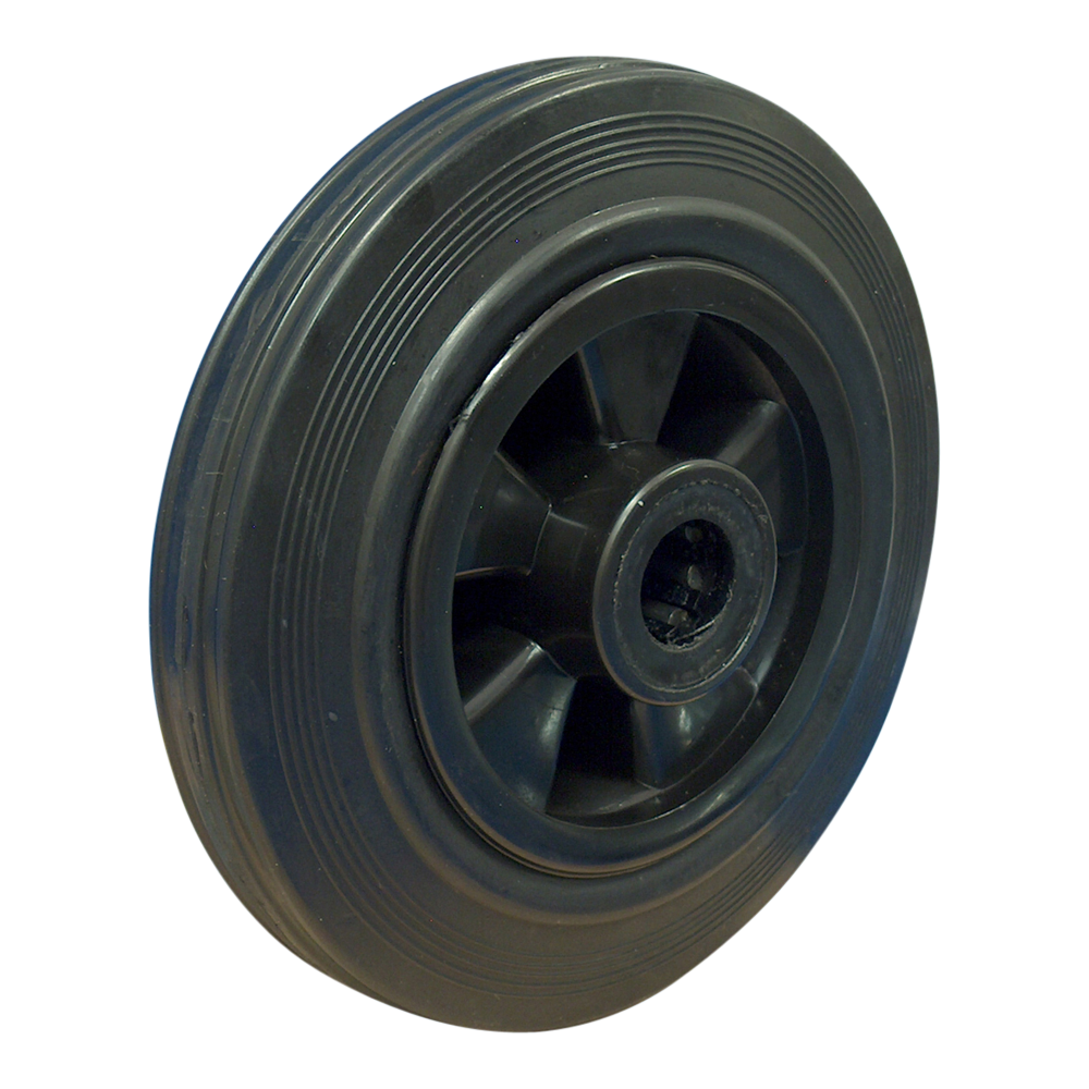 Rad PP, 160mm Durchmesser, Gummi Lauffläche, Rollenlager Edelstahl, LW437051