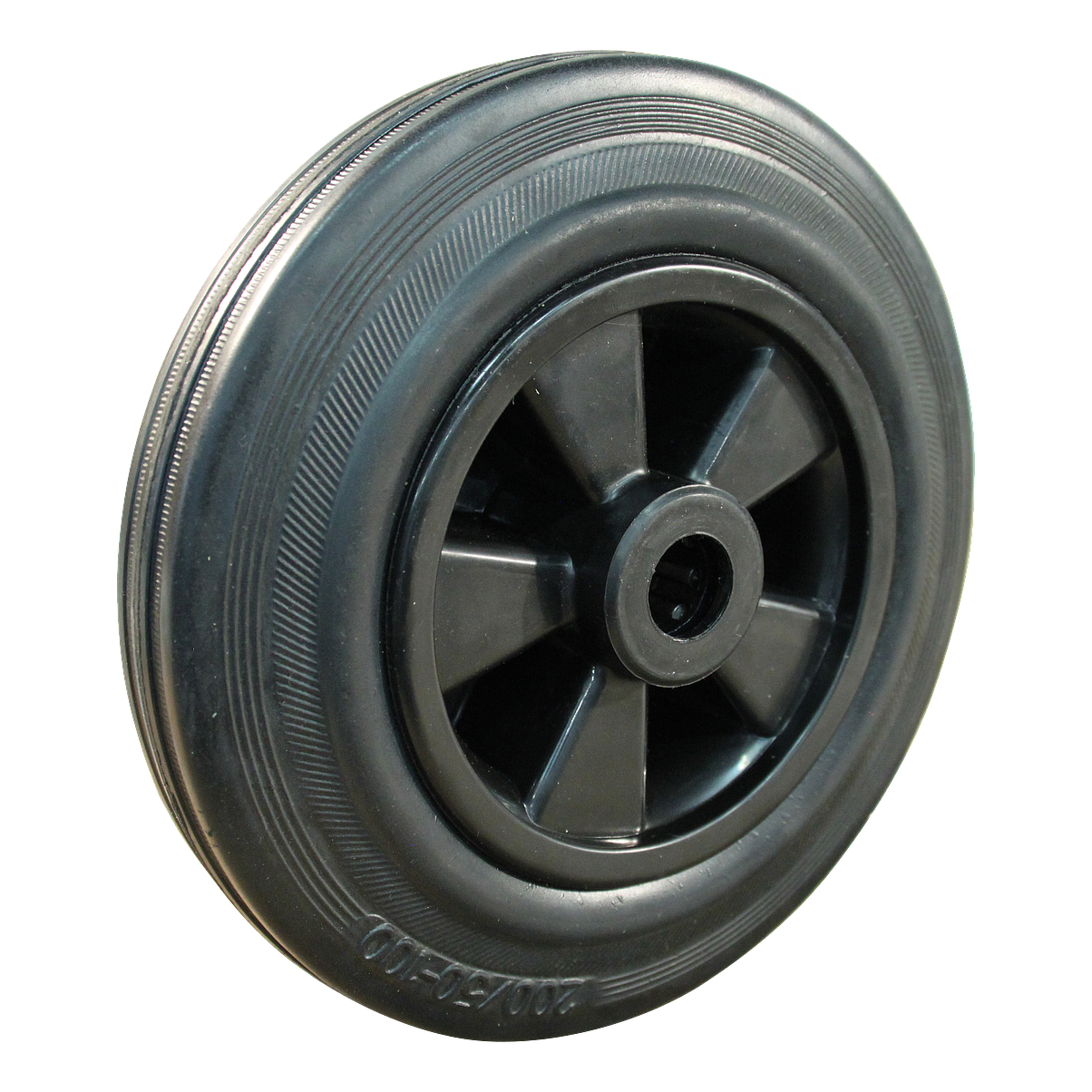 Rad PP, 200mm Durchmesser, Gummi Lauffläche, Rollenlager Edelstahl, LW490521