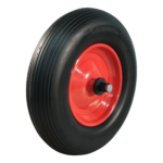 Schubkarrenrad mit Achse 125mm lang, Stahl, 400mm 4.00-8, PU Pannensicher, Rollenlager, LW646083