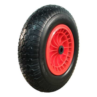 Schubkarrenrad Kunststoff, 400mm 4.00-8, PU Pannensicher, Rollenlager, 25mm Achsloch, LW775016