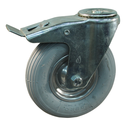 Lenkrolle Stahl, 200mm Durchmesser, Luftreifen Lauffläche, Rollenlager, Totalfeststeller, Nachlauf, ZW769569