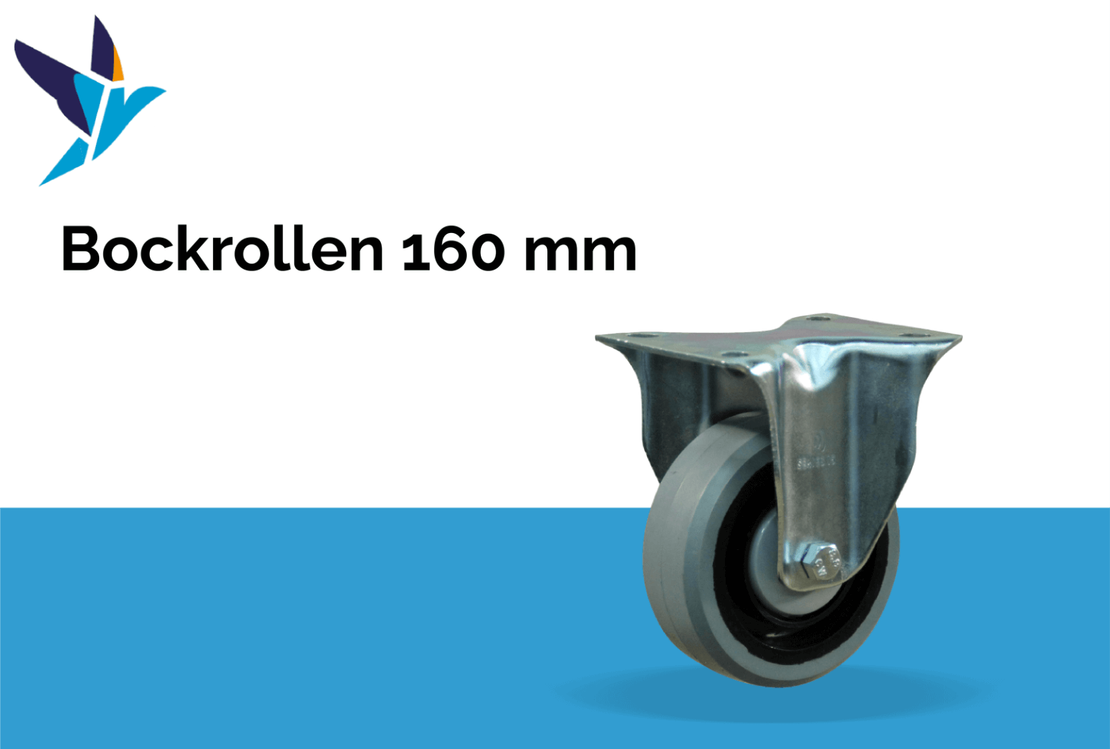 Satz Blue Wheels 160 mm Anschraubplatte Lenkrolle Bockrolle Transportrolle 