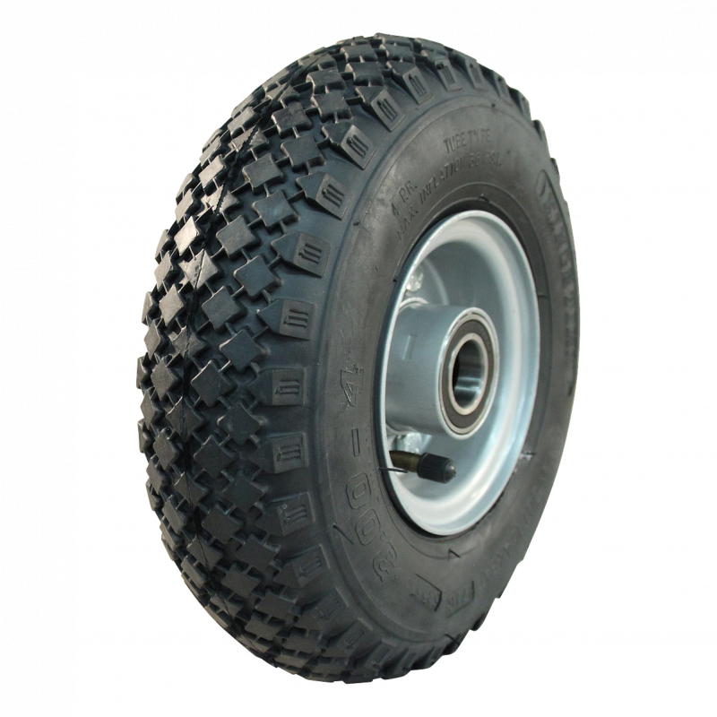 Rad Stahl, 260mm 3.00-4, Luftreifen 4PR, Kugellager, S-2303, 20mm Achsloch