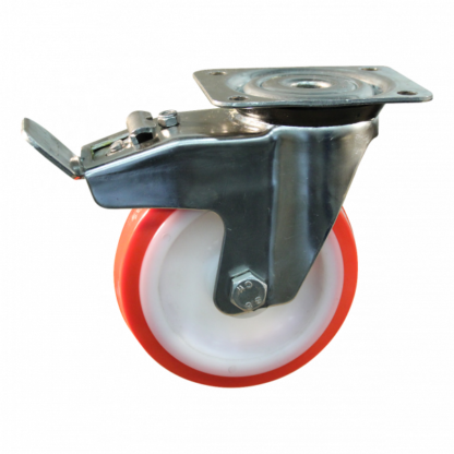 Lenkrolle Edelstahl, 125mm Durchmesser, PU Lauffläche, Rollenlager Edelstahl, ZW868526