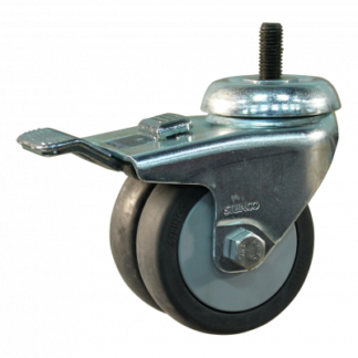 Lenkrolle Stahl, 75mm Durchmesser, TPE Lauffläche, Gleitlager, Radbremse, ZW730356