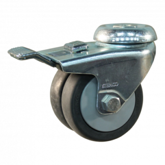 Lenkrolle Stahl, 75mm Durchmesser, TPE Lauffläche, Gleitlager, Totalfeststeller, Nachlauf, ZW550911