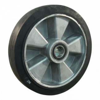 Rad Aluminium, 230mm Durchmesser, Elastischer Gummi Lauffläche, Kugellager, LW820405