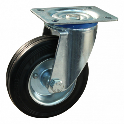 Lenkrolle Stahl, 100mm Durchmesser, Gummi Lauffläche, Rollenlager, ZW100087