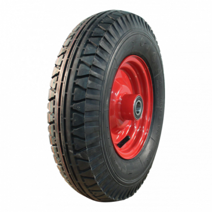 Schubkarrenrad Stahl, 400mm 4.00-8, Luftreifen 8PR, Kugellager, V-40, 25mm Achsloch, LW806373