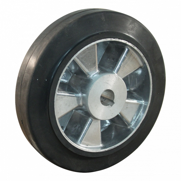 Rad aluminium , 200mm Durchmesser, Elastischer Gummi Lauffläche, Gleitlager, LW609985