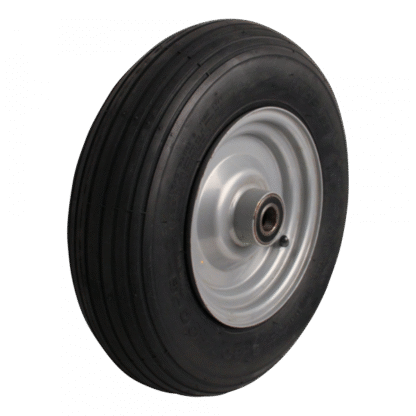 Schubkarrenrad mit Achse 125mm lang, Stahl, 400mm 4.80/4.00-8, Luftreifen 2PR, Kugellager, V-5501A, LW636622