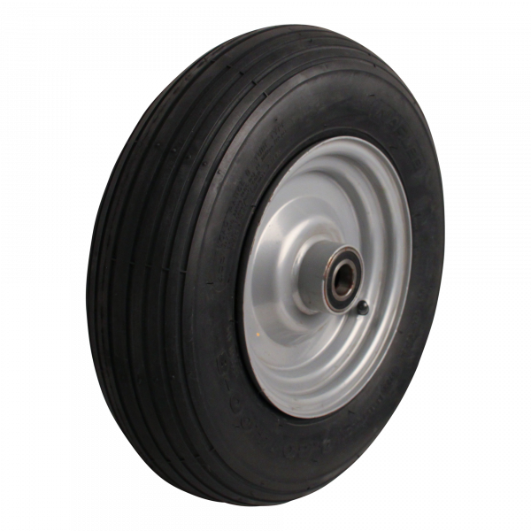 Schubkarrenrad mit Achse 125mm lang, Stahl, 400mm 4.80/4.00-8, Luftreifen 2PR, Kugellager, V-5501A, LW636622