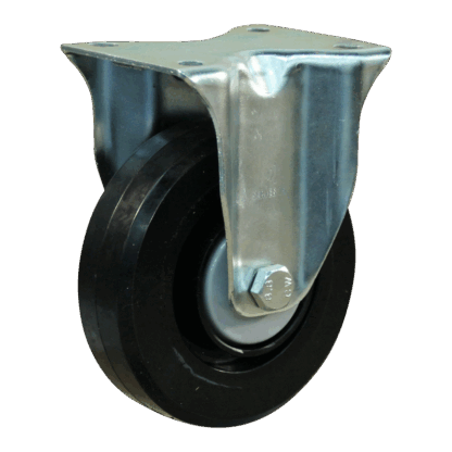 Bockrolle Stahl, 125mm Durchmesser, Elastischer Gummi Lauffläche, Kugellager, 155mm Bauhöhe, BW865004