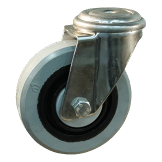 Lenkrolle Edelstahl, 160mm Durchmesser, Elastischer Gummi Lauffläche, Kugellager Edelstahl, ZW744393