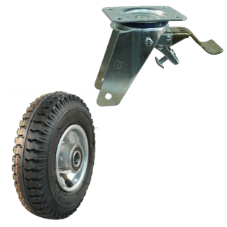 Lenkrolle Stahl, 220mm Durchmesser, Luftreifen Lauffläche, Kugellager, Totalfeststeller, Vorlauf, ZW522327