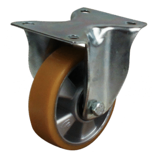 Bockrolle Stahl, 100mm Durchmesser, PU Lauffläche, Kugellager, 128mm Bauhöhe, BW778131