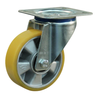 Lenkrolle Stahl, 100mm Durchmesser, PU Lauffläche, Kugellager, ZW942788