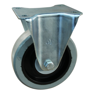 Bockrolle Stahl, 125mm Durchmesser, Elastischer Gummi Lauffläche, Kugellager, 156mm Bauhöhe, BW658098