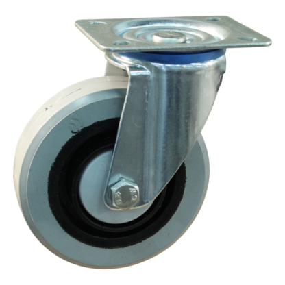 Lenkrolle Stahl, 125mm Durchmesser, Elastischer Gummi Lauffläche, Kugellager, ZW974186